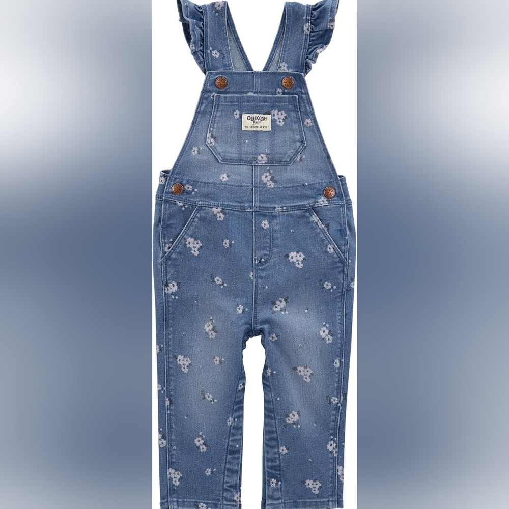 OshKosh B'gosh Blue Floral Baby Overalls - 6 Months